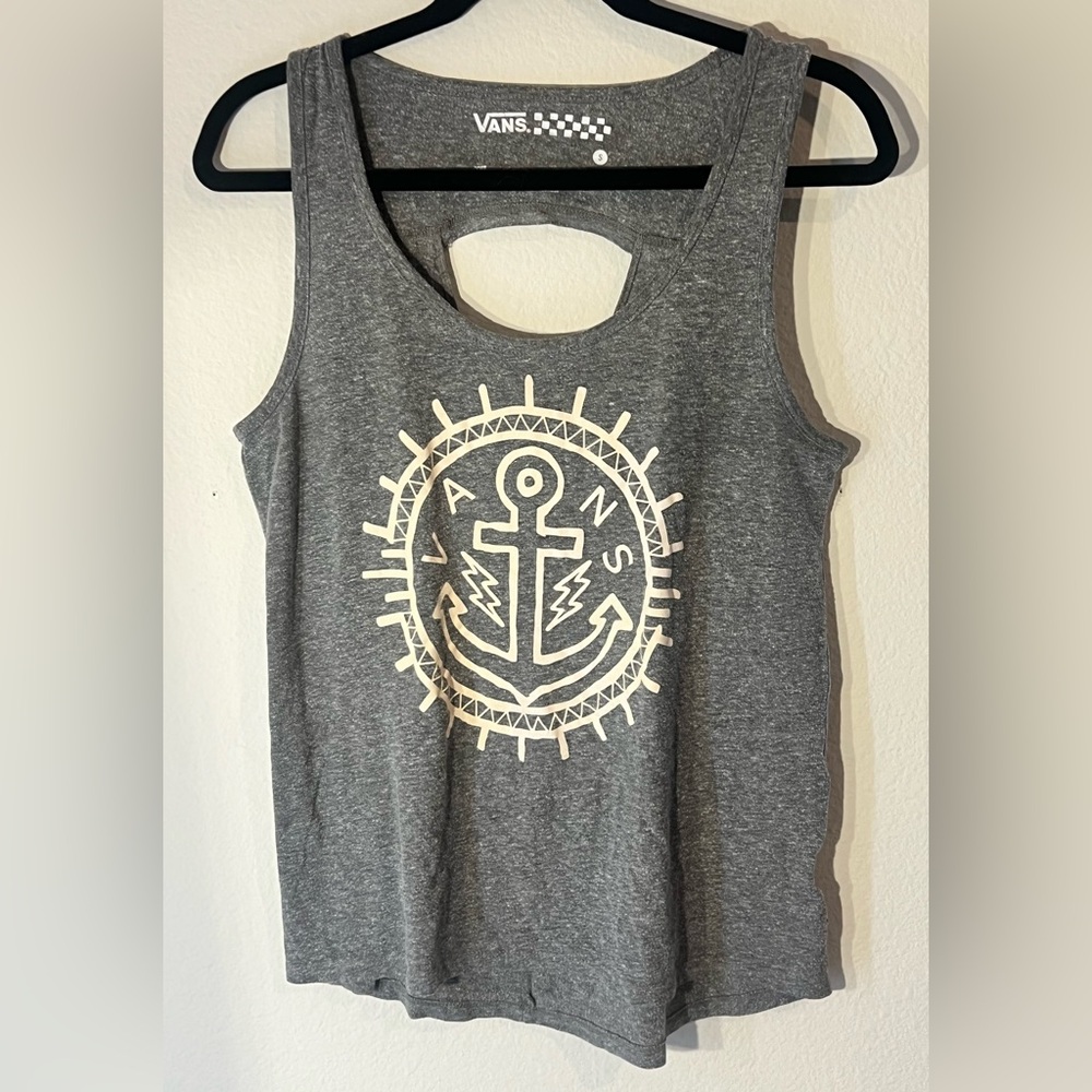 Vans Charcoal Tank Top with Anchor Graphic